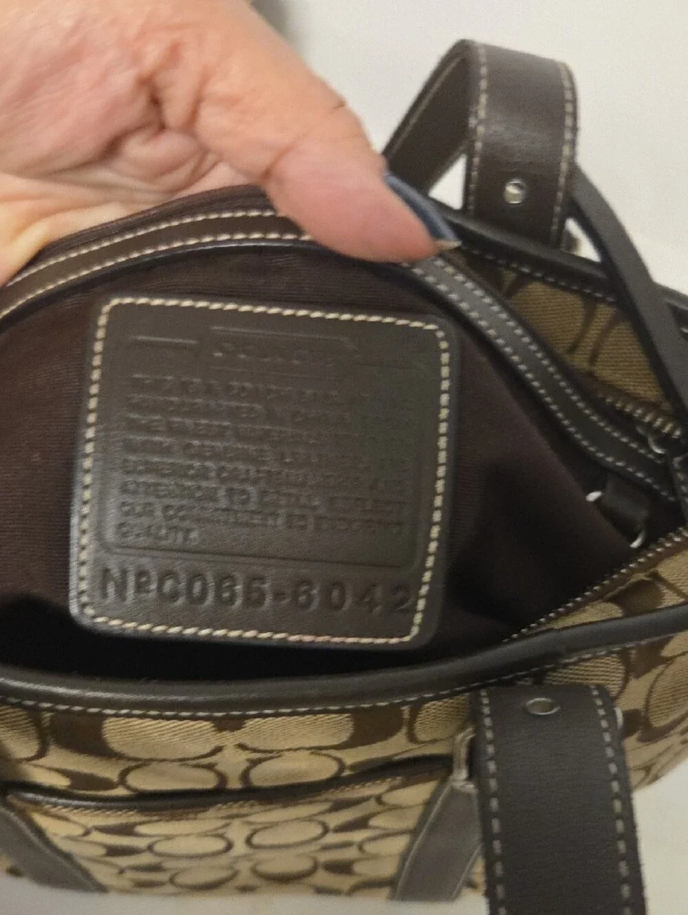 Coach Brown Signature Canvas Tote with Dark Brown Trim 14x9x7